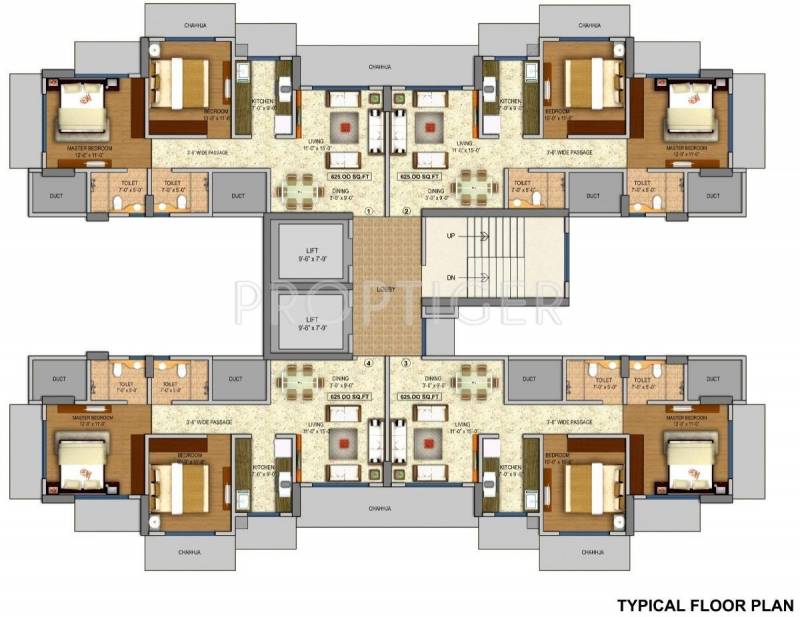  sky-villa Single Tower Cluster Plan