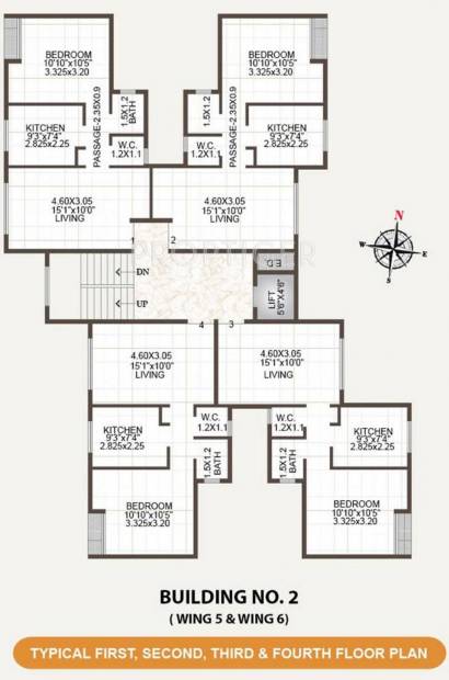  residency-2 Building-1,Wing 2 Cluster Plan