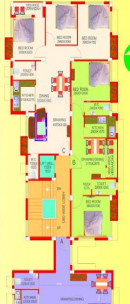  apartment Diaya Cluster Plan from 1st to 3rd Floor
