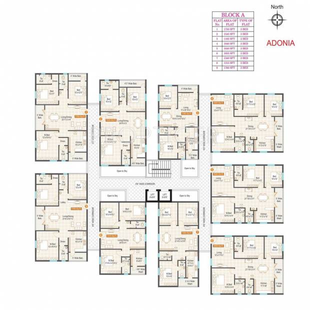 Shriya Infrastructure West Metro Lake Front Adonia Typical Floor Plan