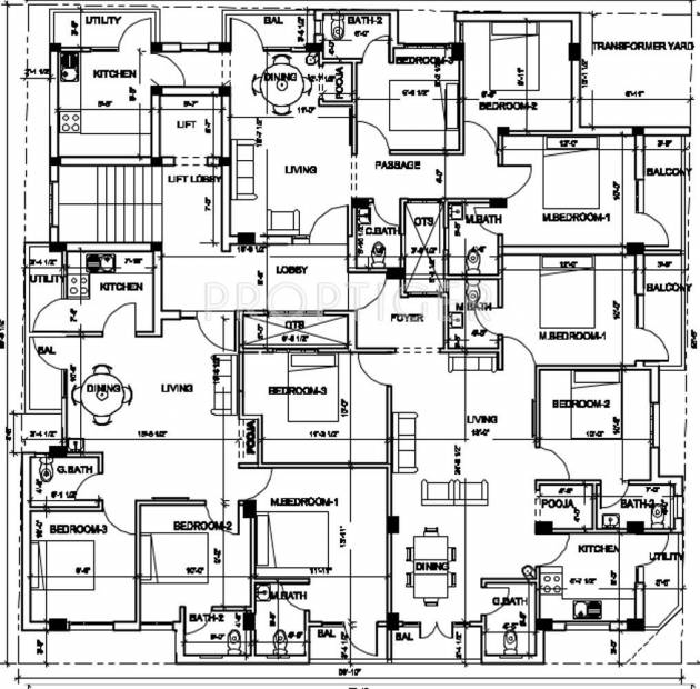 Build Tech Constructions Malars Hibiscus Typical  Cluster Plan