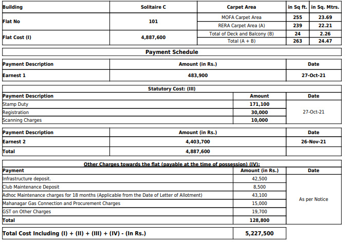 solitaire-c Construction Linked Payment (CLP) Payment Plan