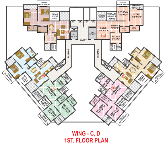  astoria-royals-wing-c-and-d C Wing Cluster Plan