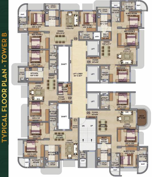  bel-air Tower B Cluster Plan for Typical Floor