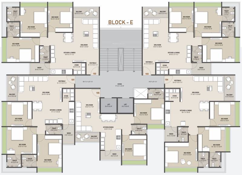  krish-luxuria Block E Cluster Plan For Typical Floor