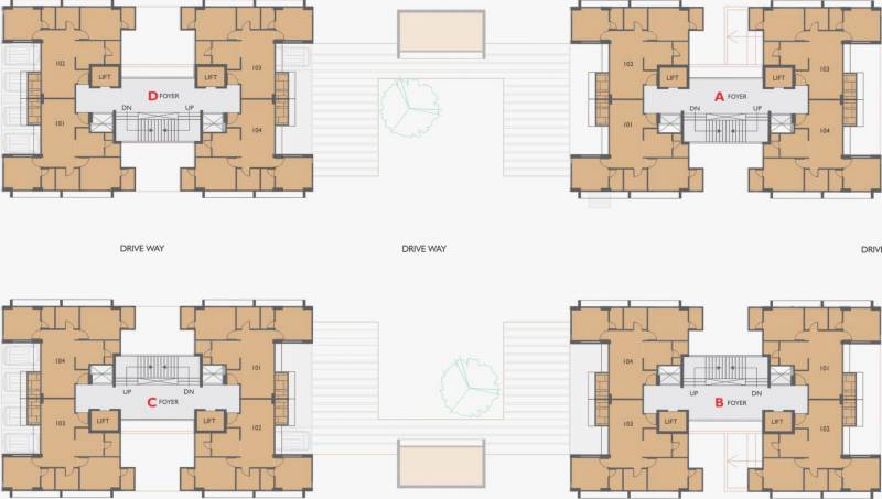  dev-parijat A, B, C And D Cluster Plan From 1st To 14th Floor