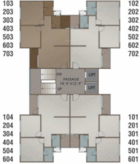  n-crest Block B Typical Cluster Plan From 1st to 7th Floor
