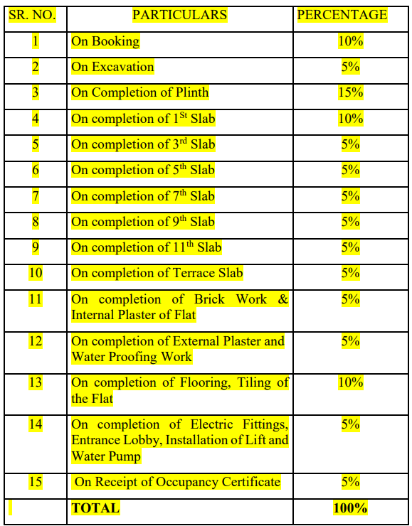 pushpak-pride Construction Linked Payment (CLP) Payment Plan