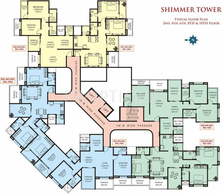achlare-rachana my-world Shimmer Tower Even Floor Cluster Plan