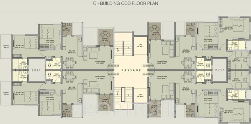 rainbow-housing urban-forest Building  C Odd Floor Cluster Plan