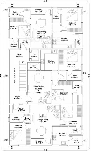 aura-deziner-homes unity SINGLE BLOCK Cluster Plan for 1st Floor