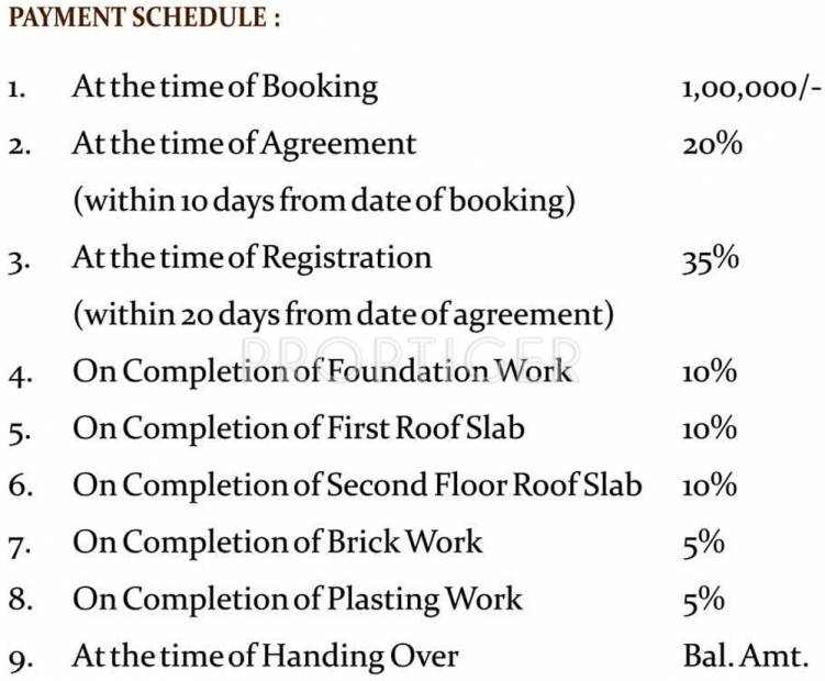 yashva-classichomes wings Payment Plan