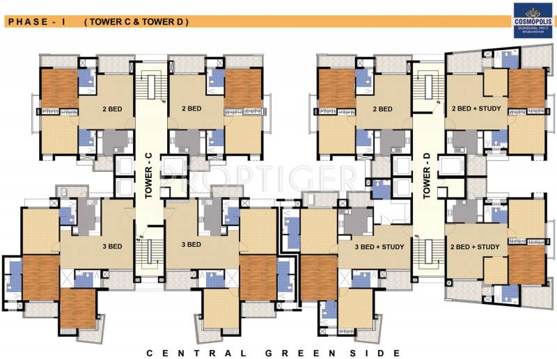 assotech the-cosmopolis Tower C & D Typical Cluster Plan