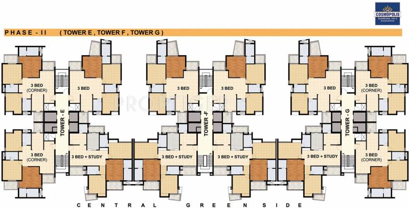 assotech the-cosmopolis Tower E, F & G Typical Cluster Plan