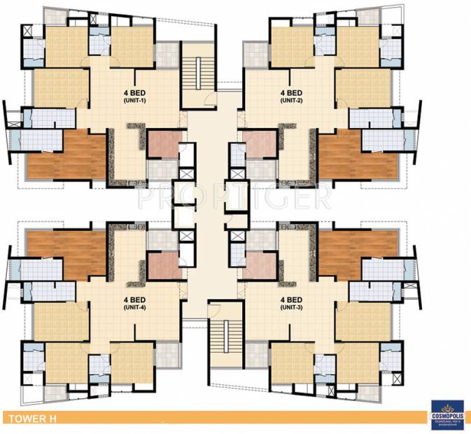 assotech the-cosmopolis Tower H Typical Cluster Plan