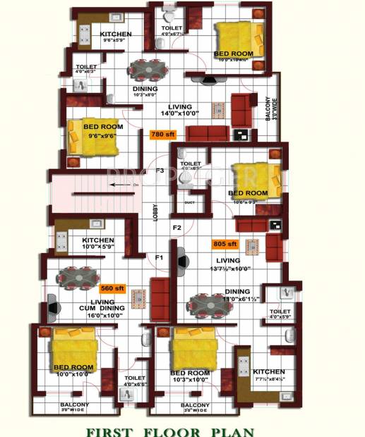 Grace Builders Grande Frist Floor Cluster Plan