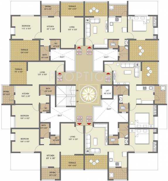  gardenia Single Tower Cluster Plan