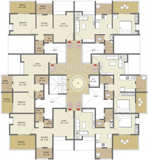  gardenia Single Tower Cluster Plan