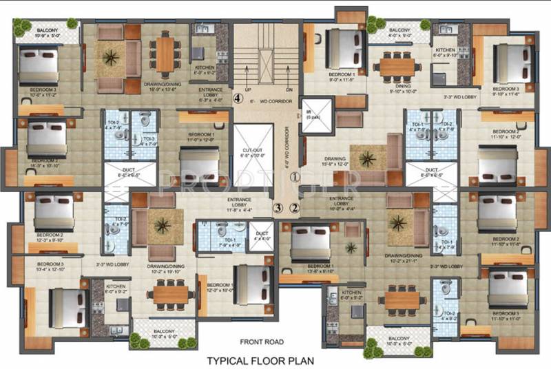 madhusudan-builders narayan-complex Narayan Complex Tower Typical Cluster Plan