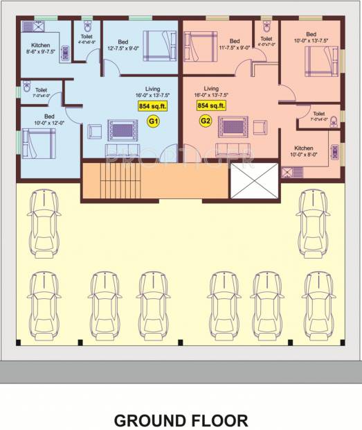 meridian-builders kavins Kavins Cluster Plan for Ground Floor