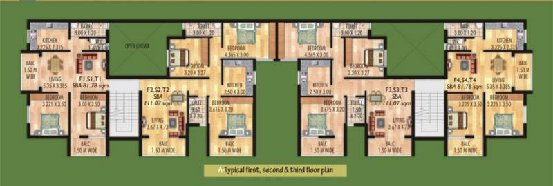kurtarkar-real-estate hills Cluster Plan from 1st to 3rd Floor