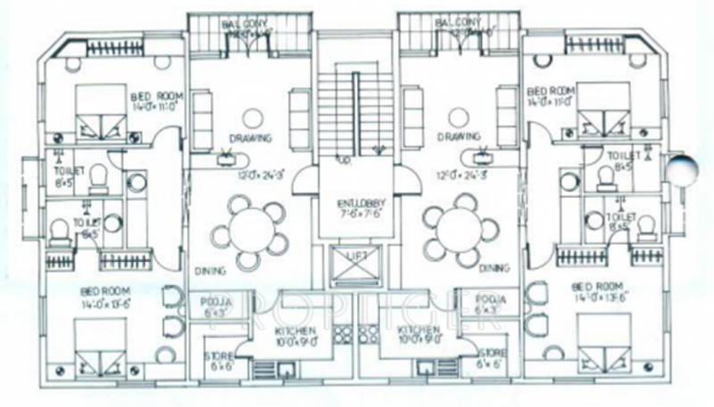 nanu-estates lakshmi-enclave Block A Cluster Plan from 1st to 3rd Floor