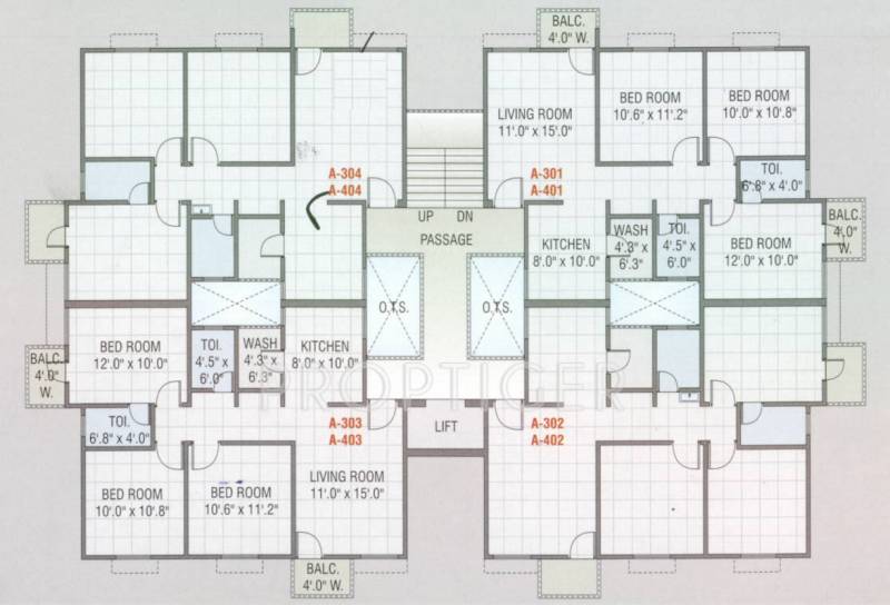  residency Tower A & B Cluster Plan for 4th Floor