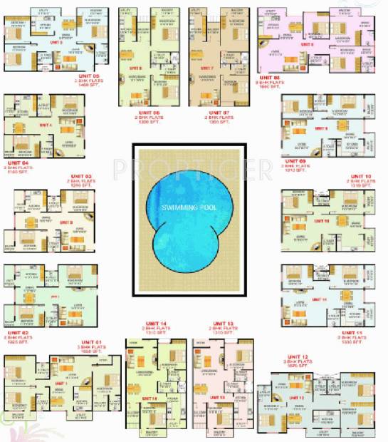 ajantha-homes meadows Meadows Cluster Plan from 1st to 4th Floor