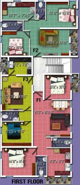 anu-builders advika-flats Advika Flats Cluster Plan for 1st Floor