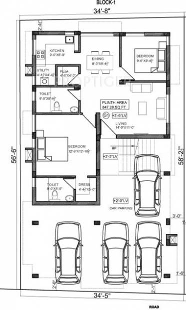 graha-promoters srihari-flats Block 1 Cluster Plan for Ground Floor