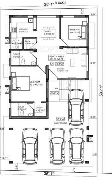 graha-promoters srihari-flats Block 2 Cluster Plan for Ground Floor