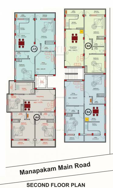 sbb-homes thirumala-apartments Block A,B Cluster Plan for 2nd Floor