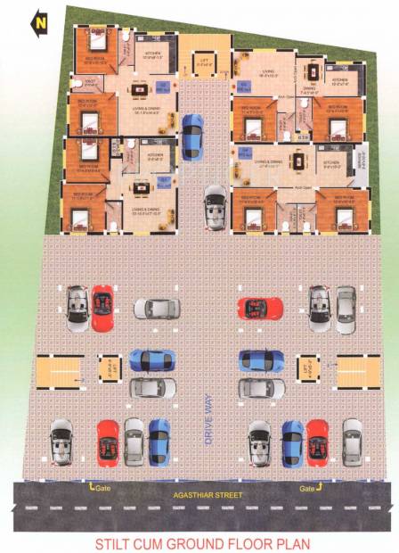 authentic-builders-and-promoters four-square Cluster Plan for ground Floor