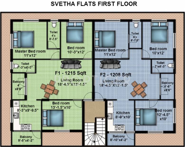anu-builders sveta-flats Sveta Flats  Cluster Plan for 1st Floor