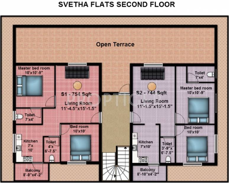 anu-builders sveta-flats Sveta Flats  Cluster Plan for 2nd Floor