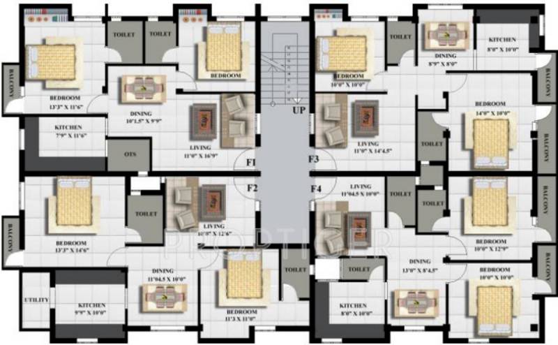 aditi-foundations mercury Aditi Mercury Cluster Plan for 1st Floor