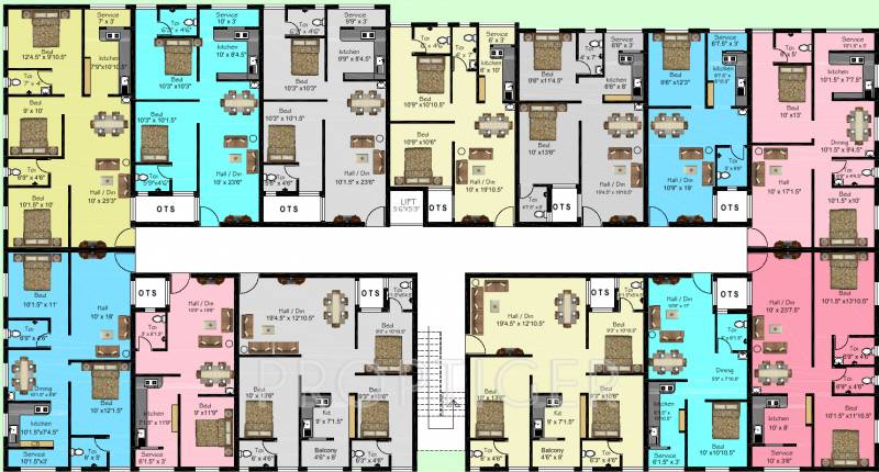 kvm-housing-developers swarnabhoomi Tower D Cluster Plan from 1st to 2nd Floor