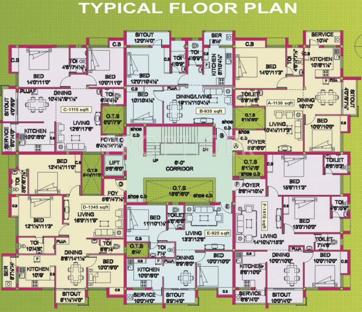 vignesh-flats-housing-promoters apsaraa Apsaraa Cluster Plan from 1st to 4th Floor