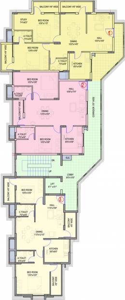 guardian-infrastructure shanthala-aashiyana-c-and-d Block C Cluster Plan from 1st to 6th Floor