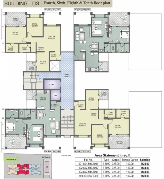 dharmavat-group sunder-sanskruti-phase-i Tower D3 Cluster Plan For Even Floors