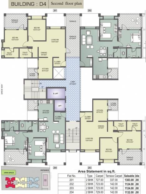 dharmavat-group sunder-sanskruti-phase-i Tower D4 Cluster Plan For 2nd Floor