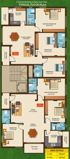 m-r-adithya-developers sri-icr-enclave  Sri ICR Enclave Cluster Plan from 1st to 4th Floor