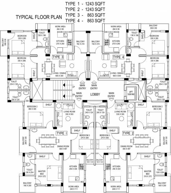  lotus Lotus Typical Floors Cluster Plan