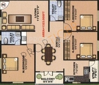 PNR SLV Hights (3BHK+2T (1,323 sq ft) 1323 sq ft)