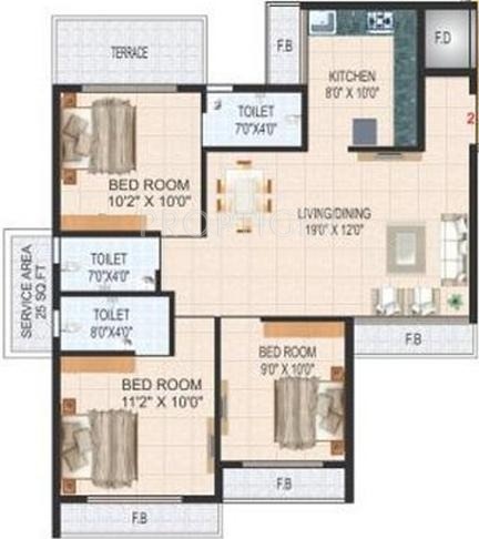 Maitri Bonanza Paradise (3BHK+3T (1,250 sq ft) 1250 sq ft)