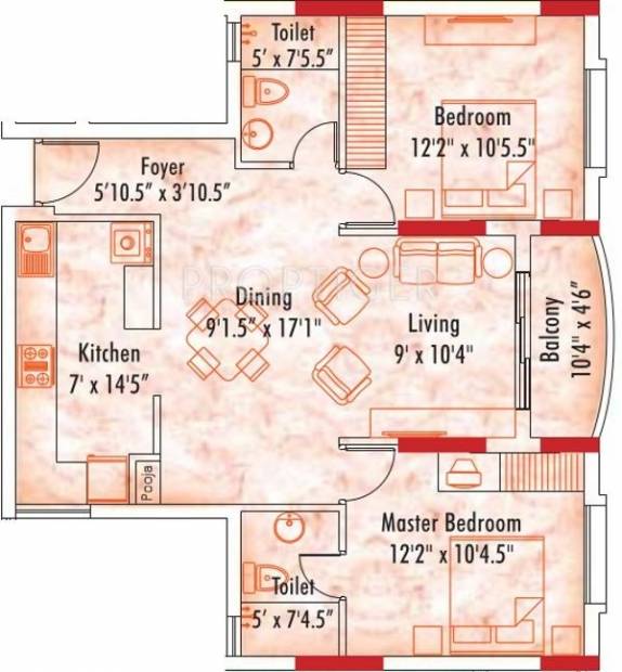 Appaswamy Mapleton (2BHK+2T (1,096 sq ft) 1096 sq ft)