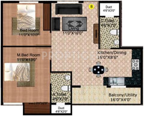 DS Seagull Nest (2BHK+2T (963 sq ft) 963 sq ft)
