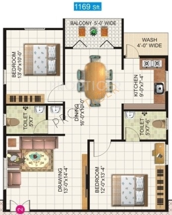 MC Anisha Stoneyards (2BHK+2T (1,169 sq ft) 1169 sq ft)