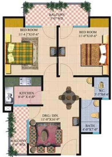 Nitishree Aura Abode (2BHK+1T (975 sq ft) 975 sq ft)