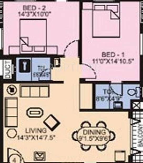 Navin Subhamangala (2BHK+2T (1,182 sq ft) 1182 sq ft)